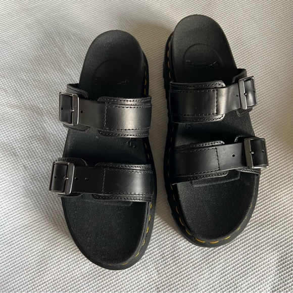 Dr. Martens Myles Brando Leather Buckle Slide Sandals - Picture 11 of 14